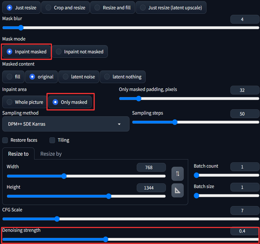 Sorce Modelの設定画面